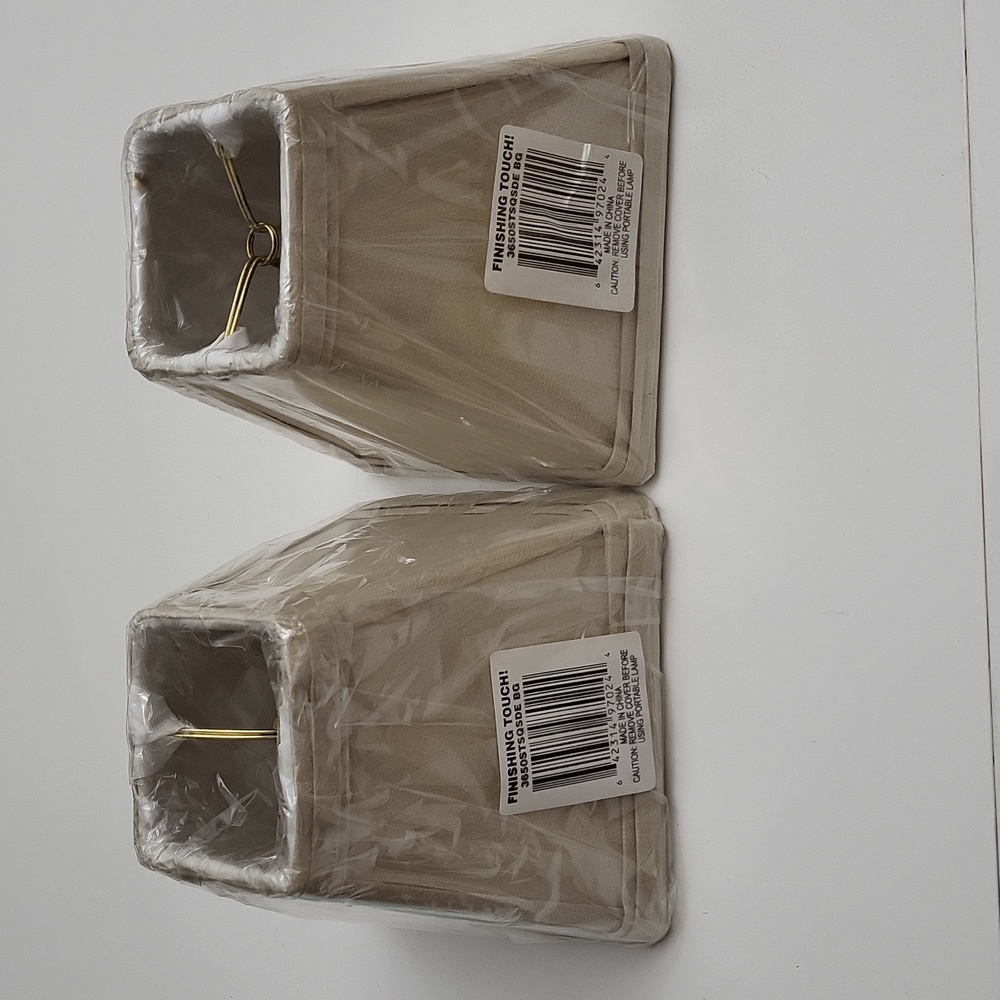 New, Set of 2 Finishing Touch Mini Clip-on Lamp Shades,  Tan